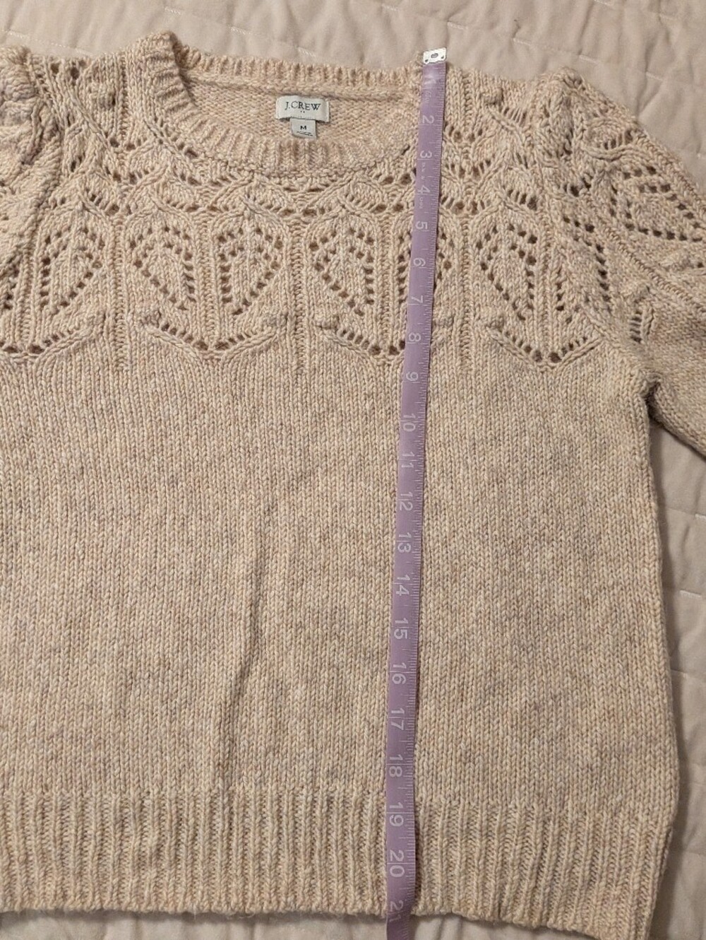 J. Crew Cream Knit Sweater with Lace Shoulder Detail - Picture 6 of 7